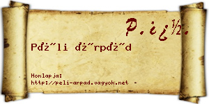 Péli Árpád névjegykártya